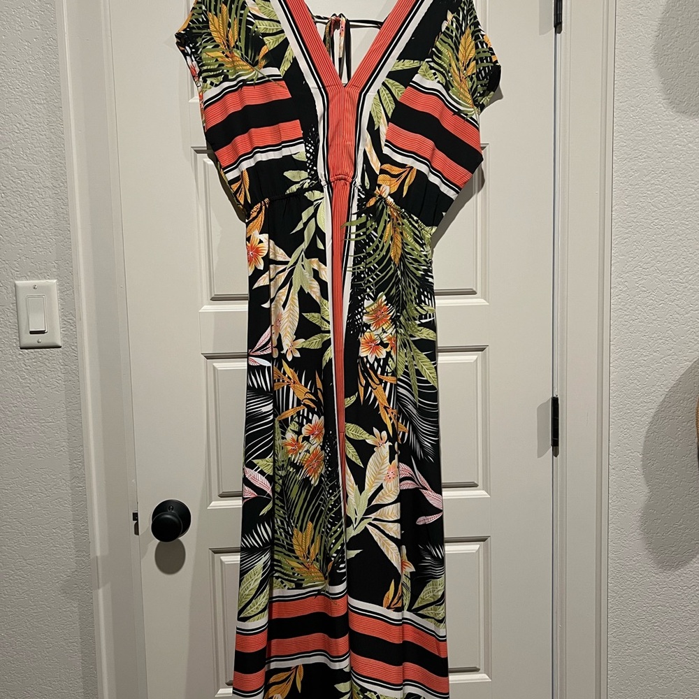 Pink Martini Black and Pink Flutter Sleeve Maxi Sundress - NWT